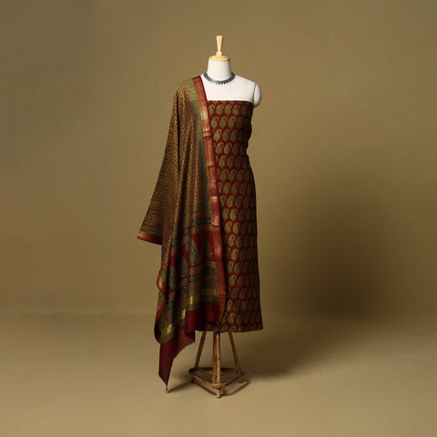 2pc natural dyed maheshwari silk unstitched bagh dress