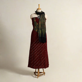 Maroon - 2pc tie-dye cotton bandhani kurta with dupatta 07