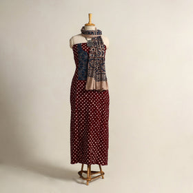  Maroon 2pc Tie-Dye Cotton Bandhani Kurta with Ajrakh Dupatta
