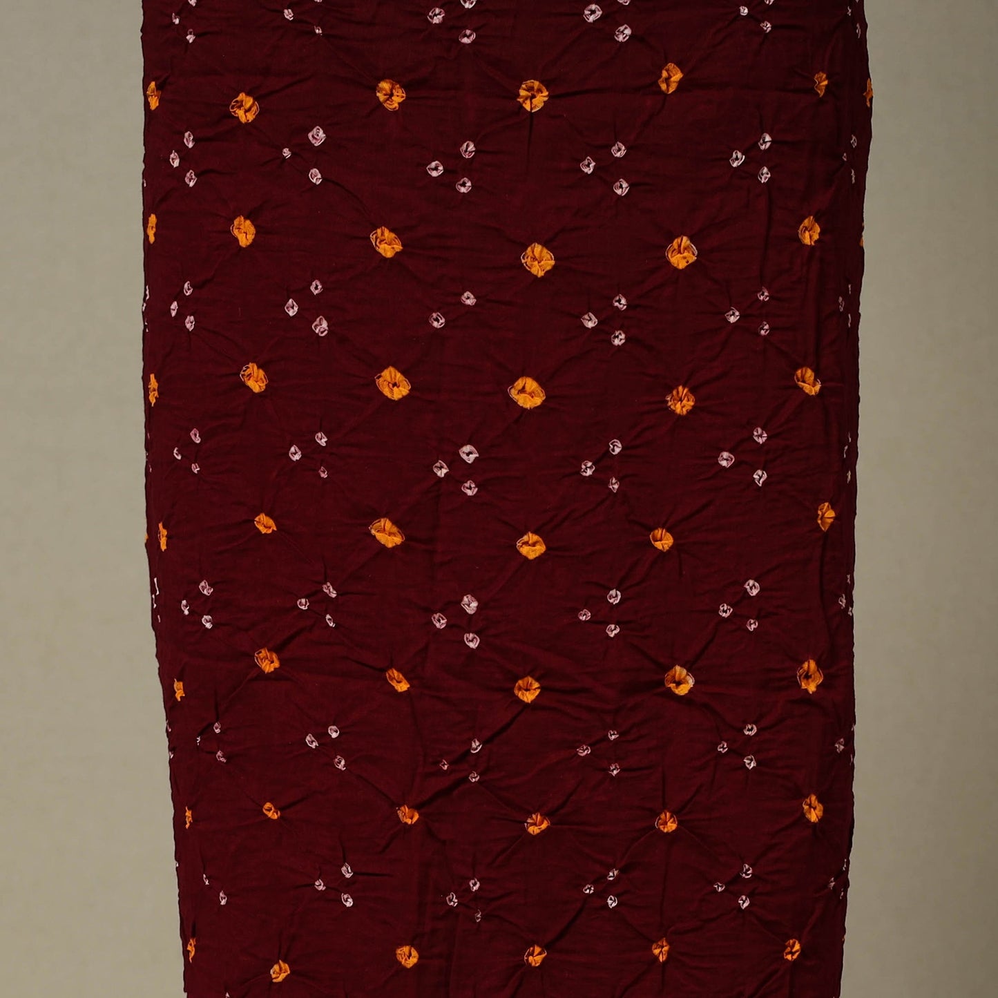 Maroon 2pc Unstitched Bandhani Dress Material with Jewellery Set