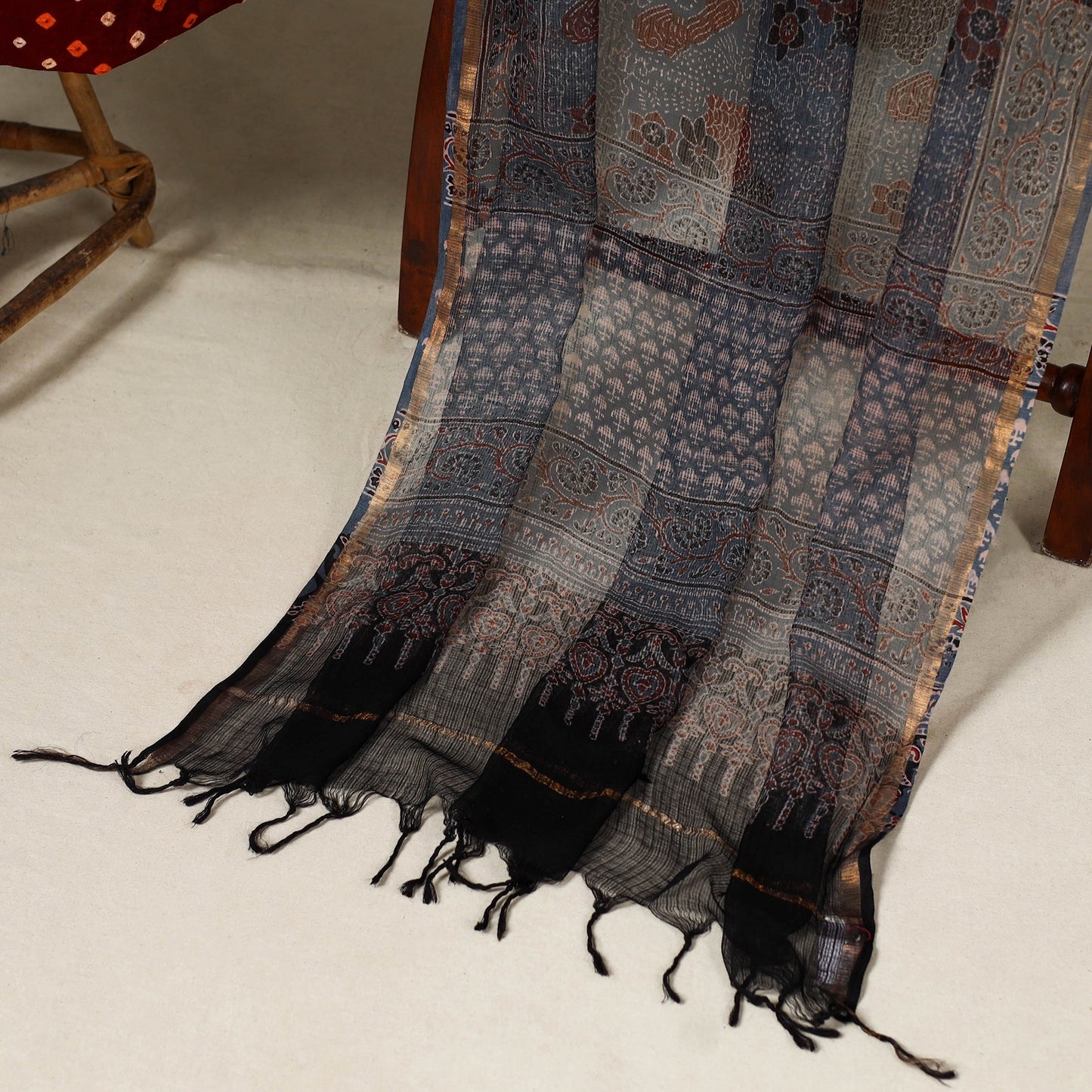 2pc Unstitched Bandhani Dress Material with Jewellery Set