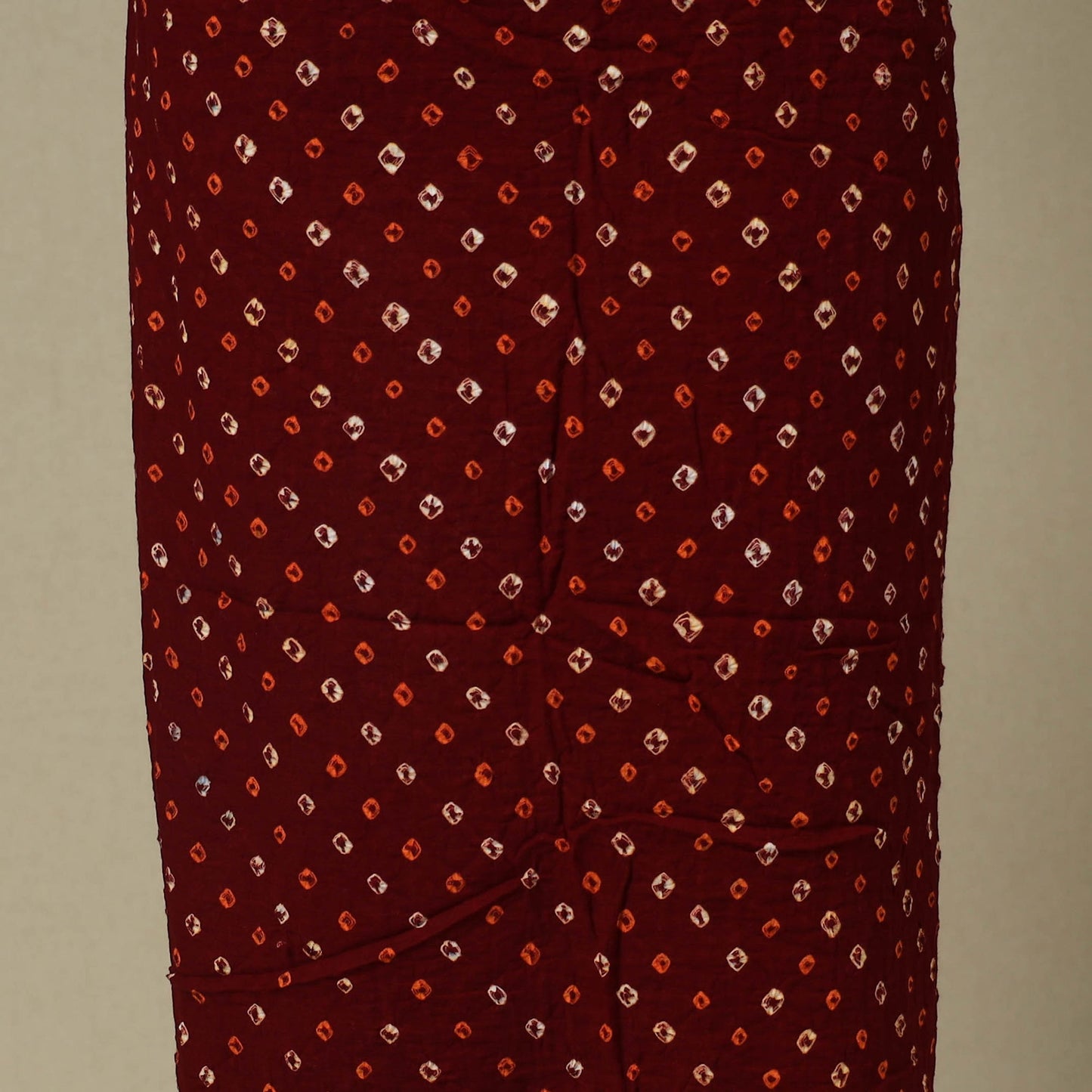 Maroon 2pc Unstitched Bandhani Dress Material with Jewellery Set