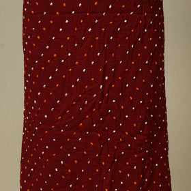 Maroon 2pc Unstitched Bandhani Dress Material with Jewellery Set