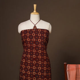 Maroon - 2pc unstitched dress material with jewellery set