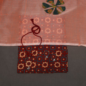 Maroon - 2pc unstitched dress material with jewellery set