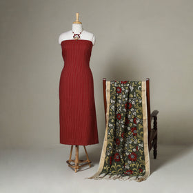 Maroon - 2pc unstitched jacquard dress material