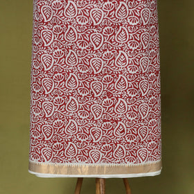 Maroon - 3pc cotton unstitched mangalagiri dress material