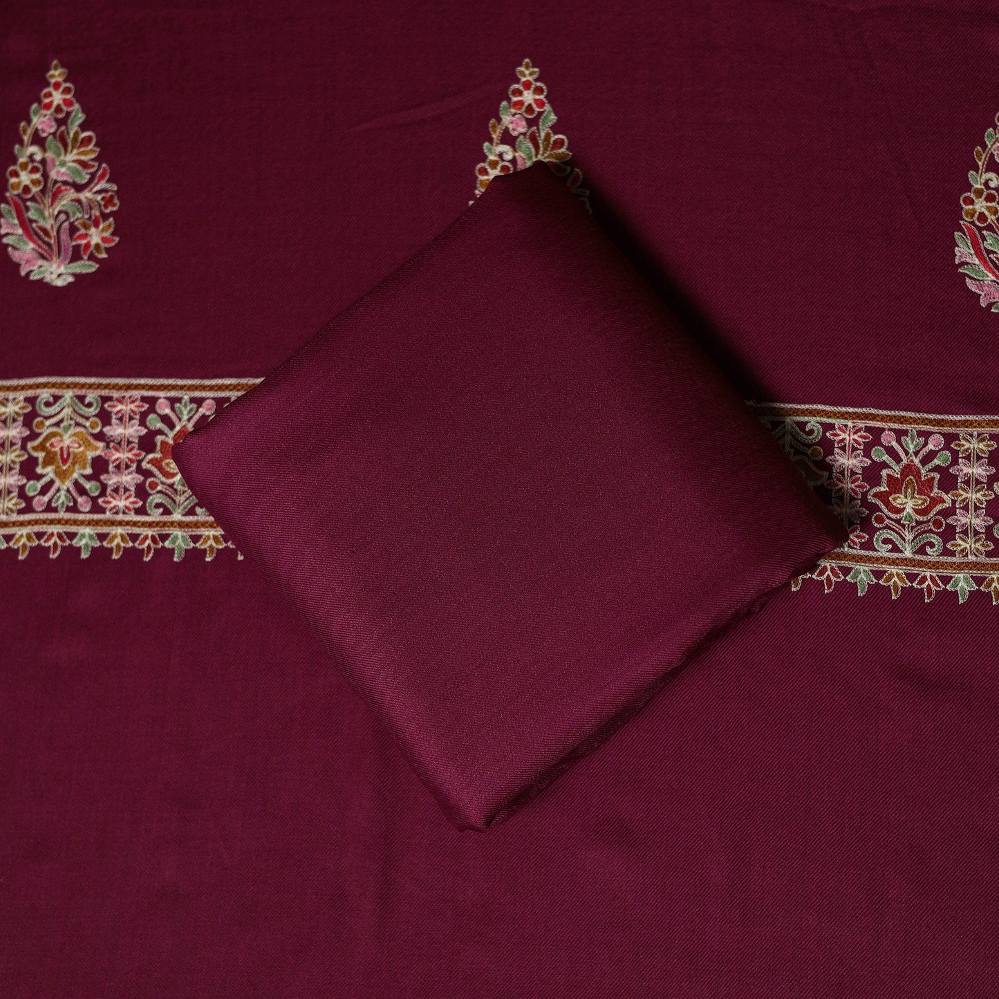 3pc chain stitch aari embroidered merino wool unstitched