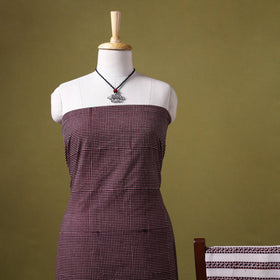 Maroon 3pc Cotton Bagh Print Dress Material with Jewellery Set 