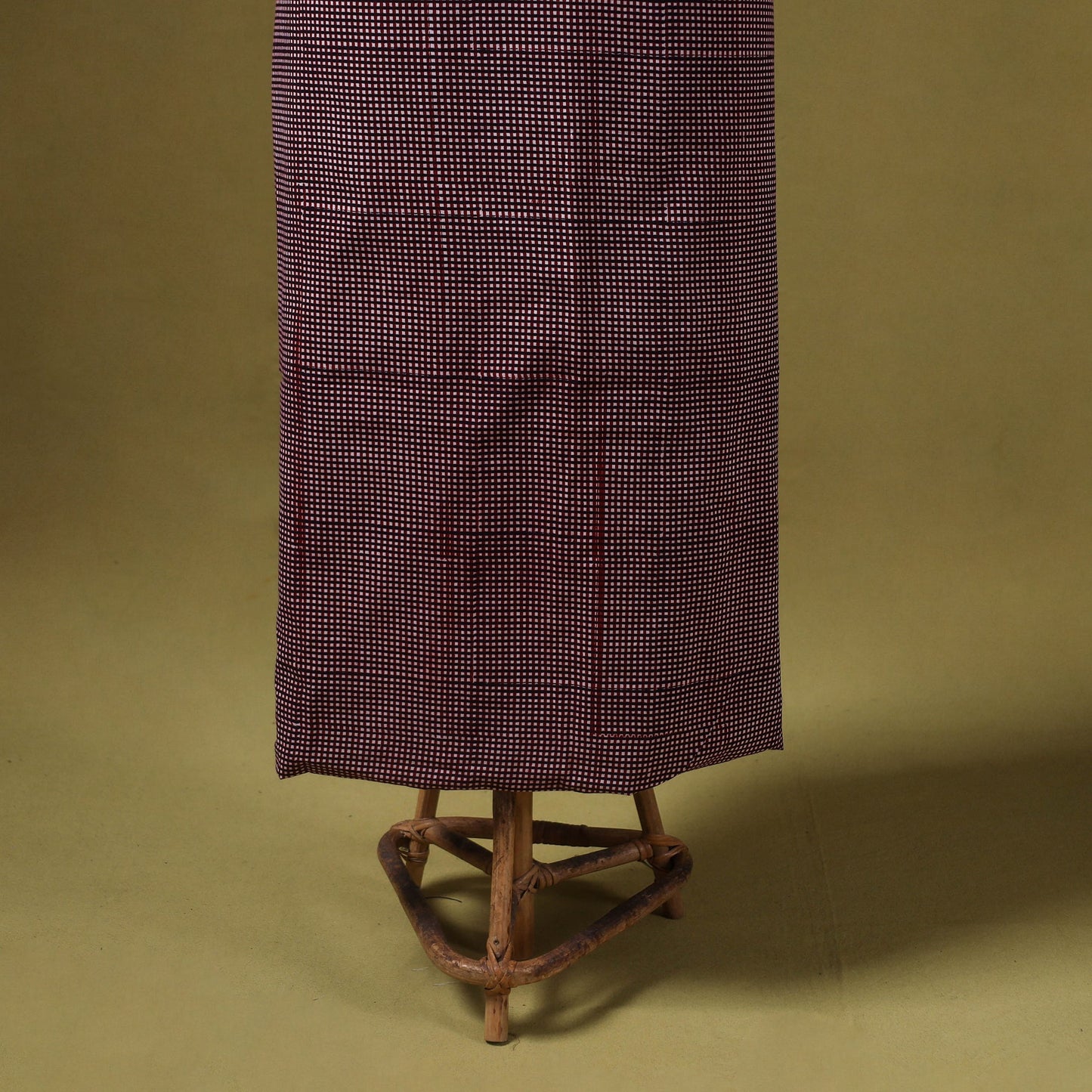 Maroon 3pc Cotton Bagh Print Dress Material with Jewellery Set 