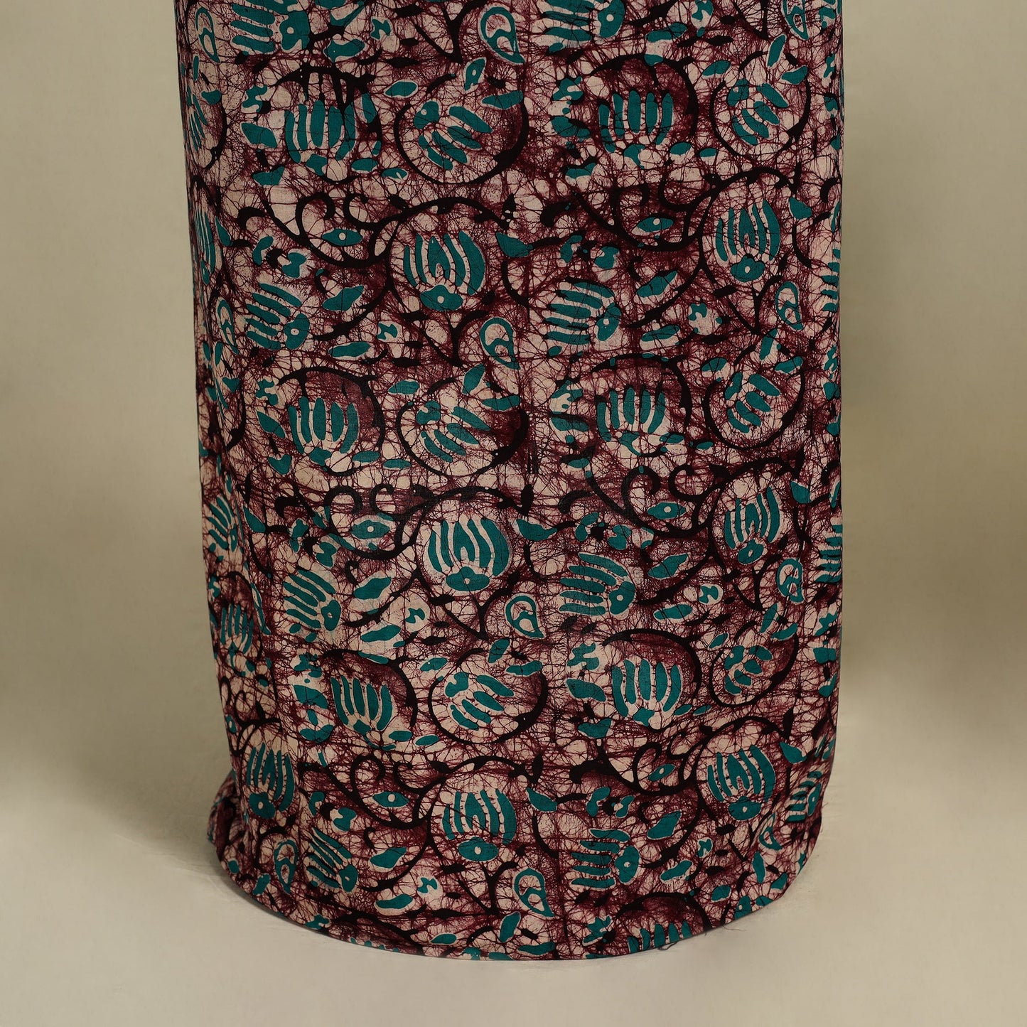 Maroon 3pc Cotton Hand Batik Print Dress Material