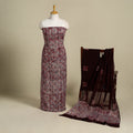Maroon 3pc Cotton Hand Batik Print Dress Material