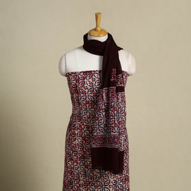 Maroon 3pc Cotton Hand Batik Print Dress Material