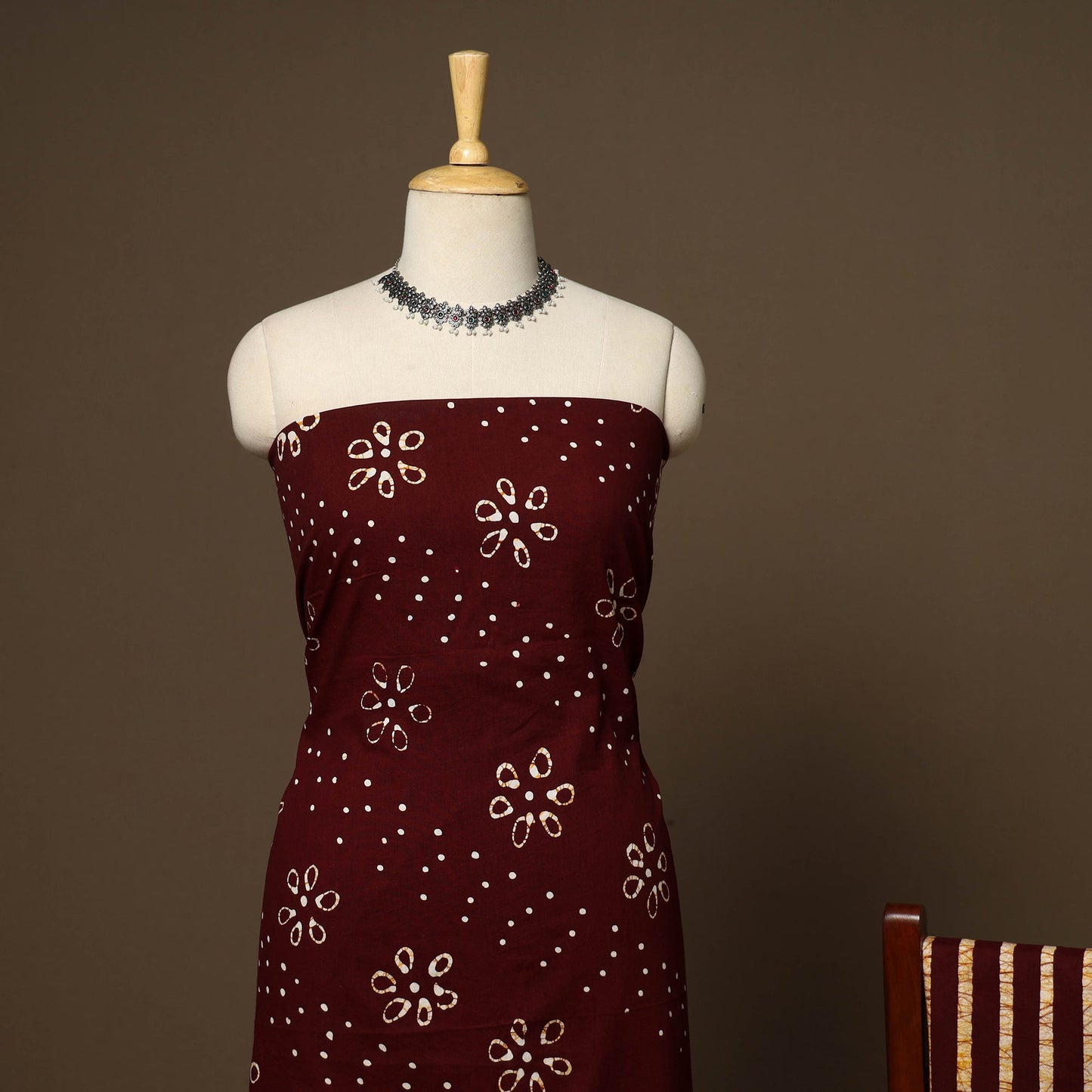 Maroon - 3pc cotton kutch batik dress material 09