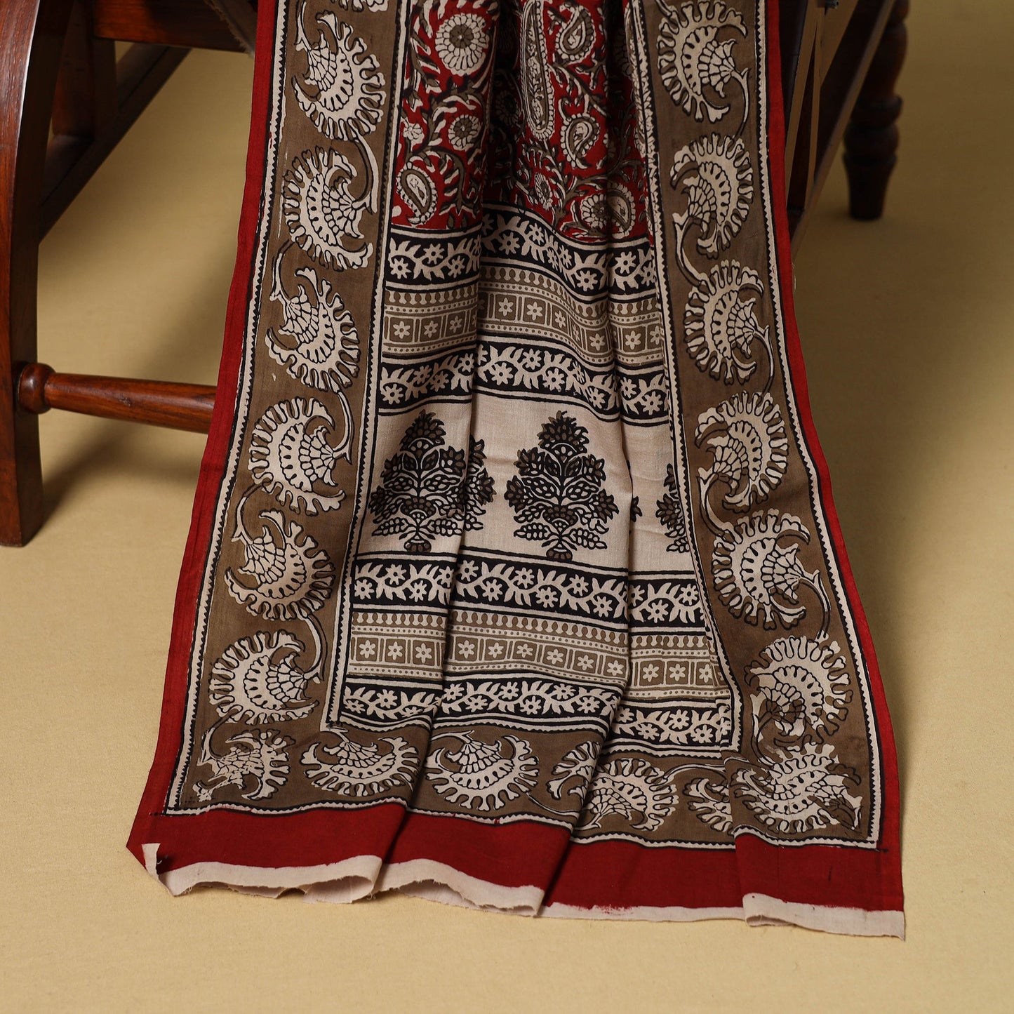 Maroon - 3pc cotton unstitched bagh dress material