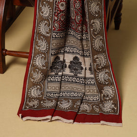 Maroon - 3pc cotton unstitched bagh dress material