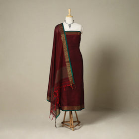 Maroon  3pc Cotton Unstitched Dharwad Dress Material