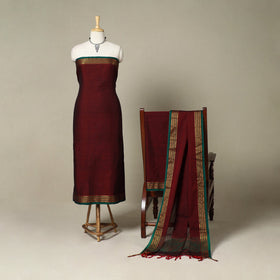 Maroon  3pc Cotton Unstitched Dharwad Dress Material