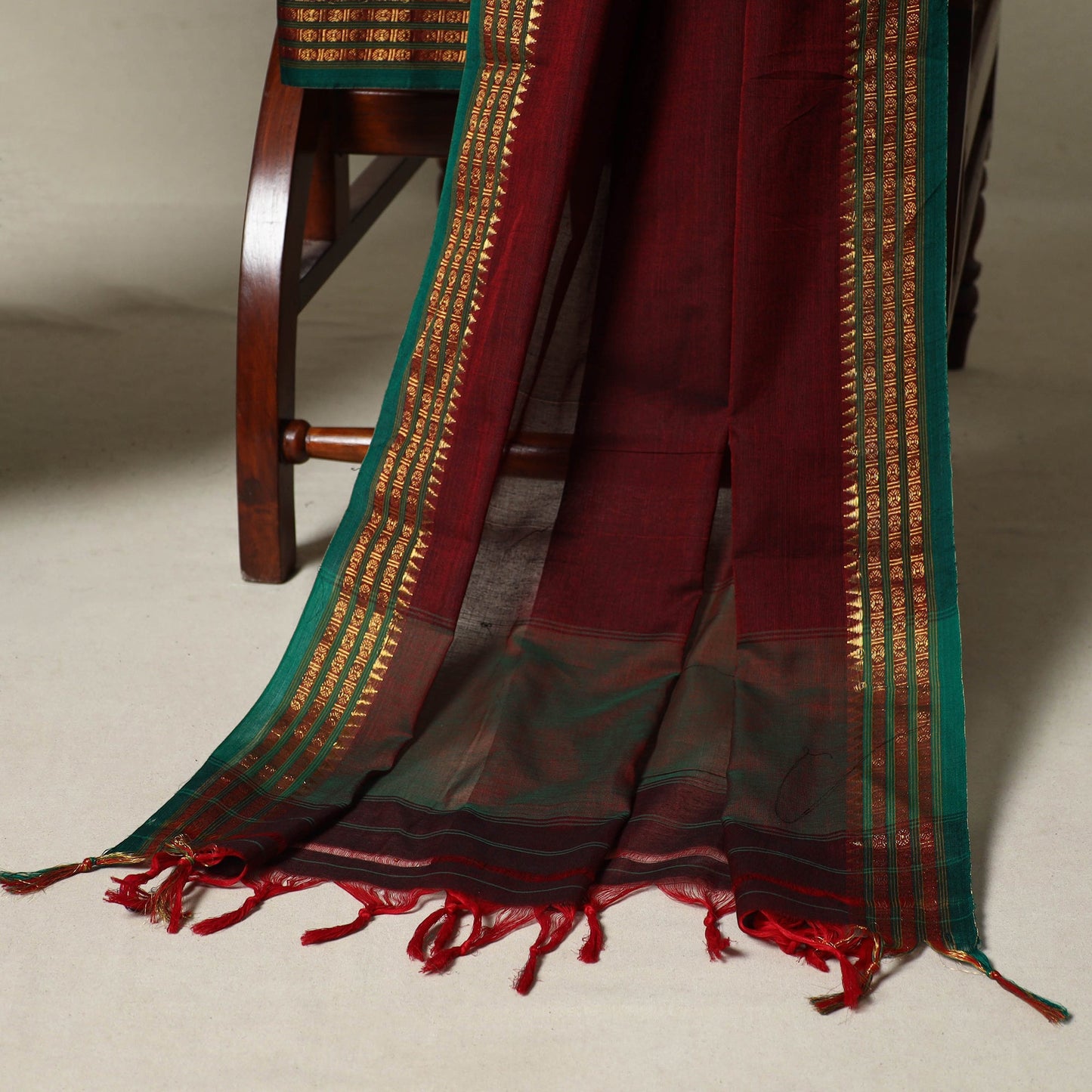 Maroon  3pc Cotton Unstitched Dharwad Dress Material