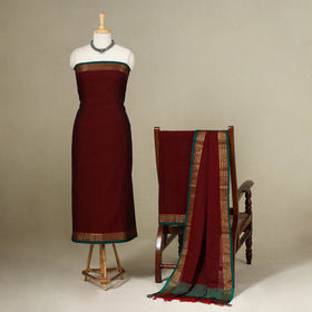 Maroon - 3pc cotton unstitched dharwad dress material 22