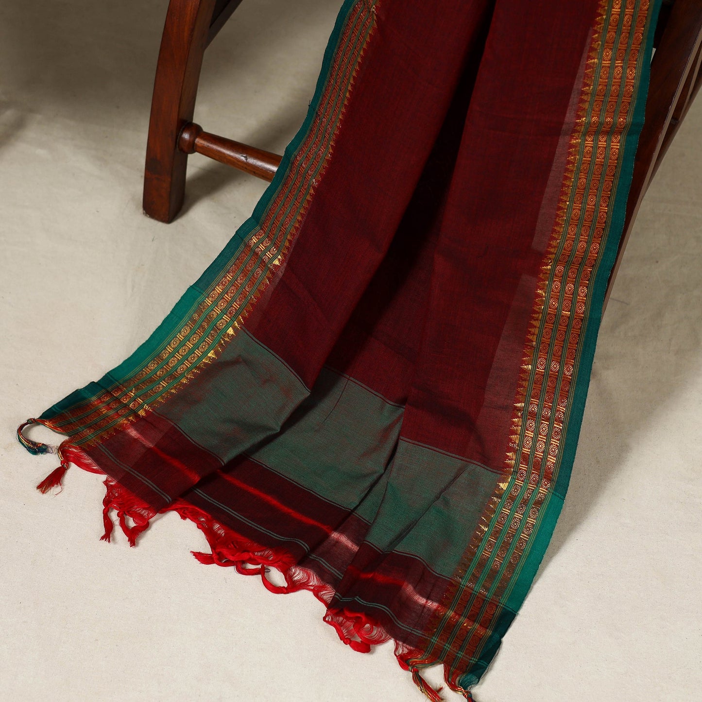 Maroon - 3pc cotton unstitched dharwad dress material 22