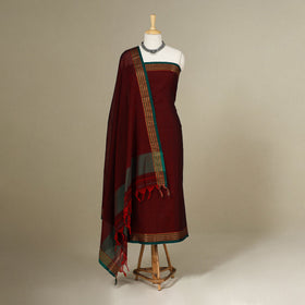 Maroon - 3pc cotton unstitched dharwad dress material 22