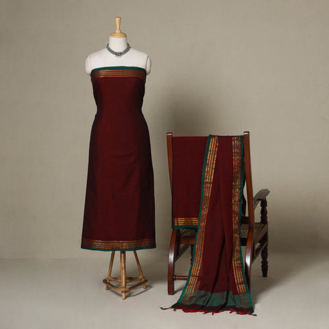 Maroon - 3pc cotton unstitched dharwad dress material 56