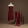 Maroon - 3pc cotton unstitched dharwad dress material