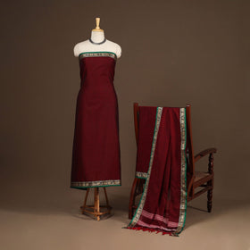 Maroon - 3pc cotton unstitched dharwad dress material