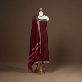 Maroon - 3pc cotton unstitched dharwad dress material
