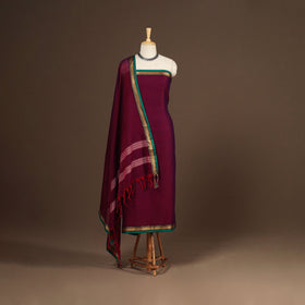Maroon - 3pc cotton unstitched dharwad dress material