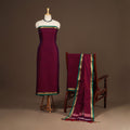 Maroon - 3pc cotton unstitched dharwad dress material