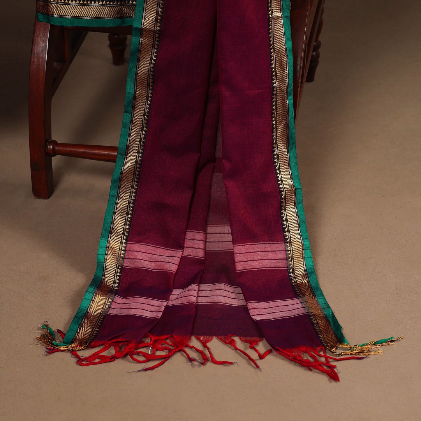 Maroon - 3pc cotton unstitched dharwad dress material