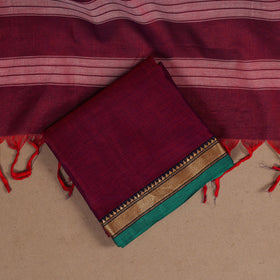 Maroon - 3pc cotton unstitched dharwad dress material