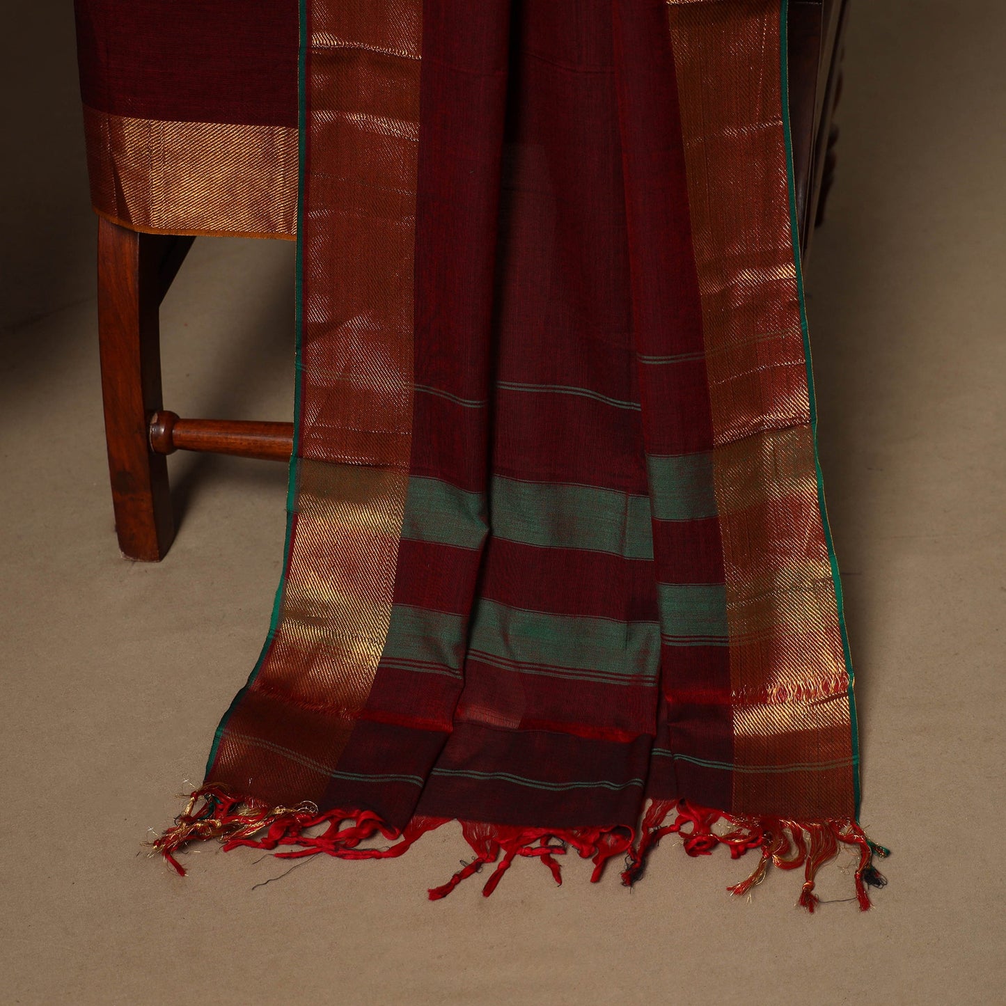 Maroon - 3pc cotton unstitched dharwad dress material