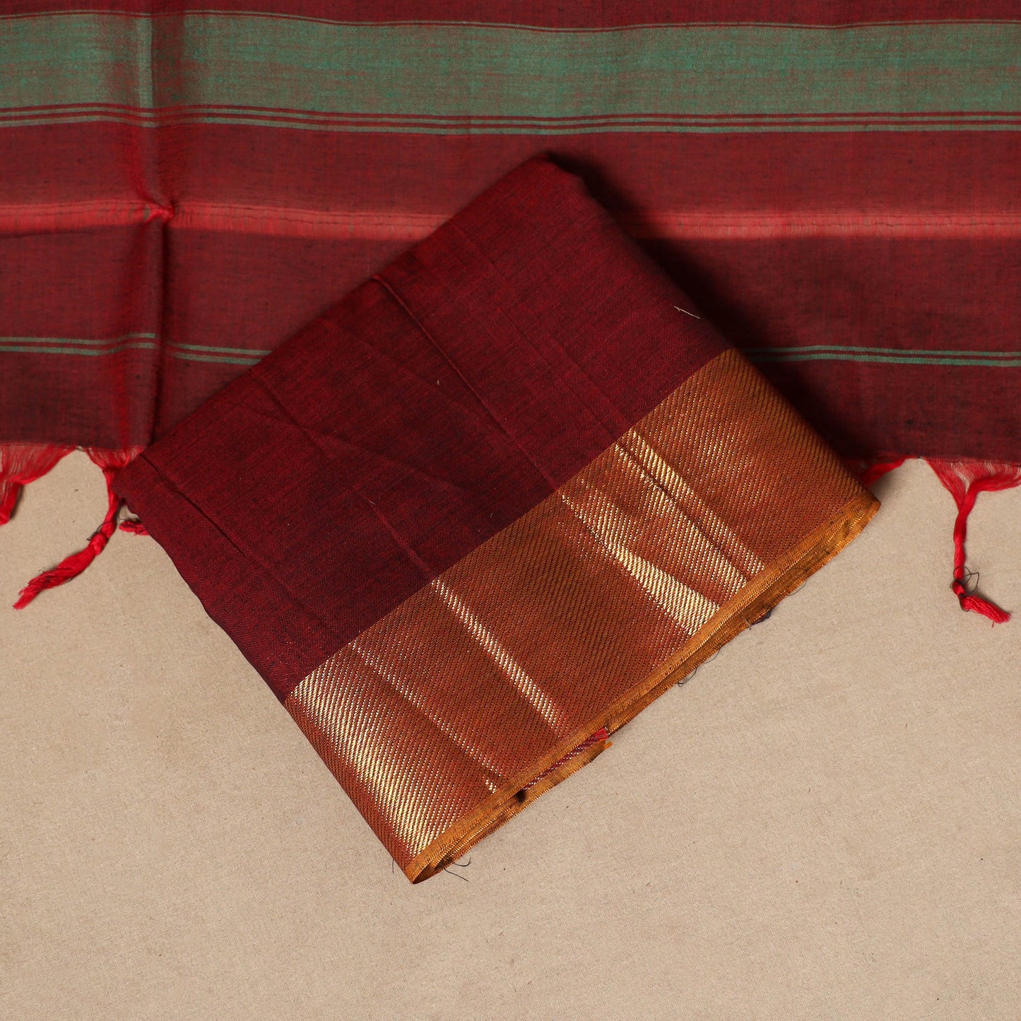 Maroon - 3pc cotton unstitched dharwad dress material