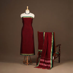 Maroon - 3pc cotton unstitched dharwad dress material