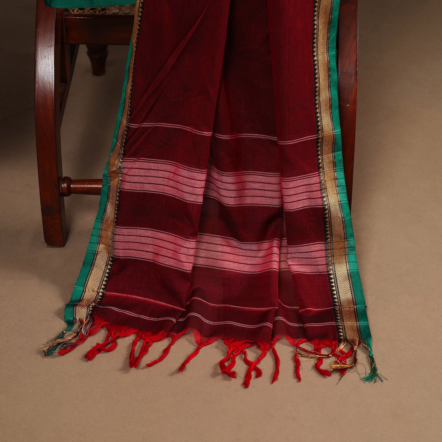 Maroon - 3pc cotton unstitched dharwad dress material