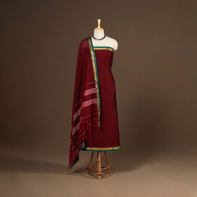 Maroon - 3pc cotton unstitched dharwad dress material