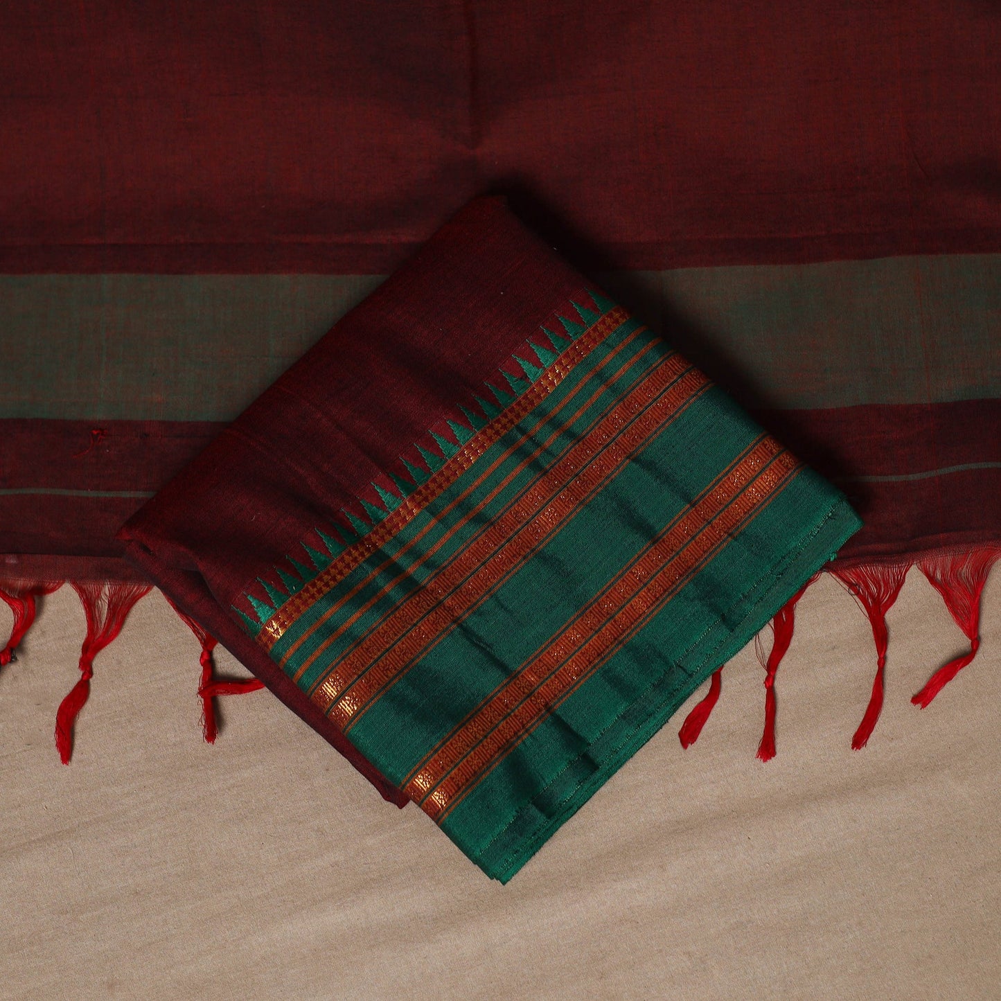 Maroon - 3pc cotton unstitched dharwad dress material