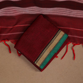 Maroon - 3pc cotton unstitched dharwad dress material