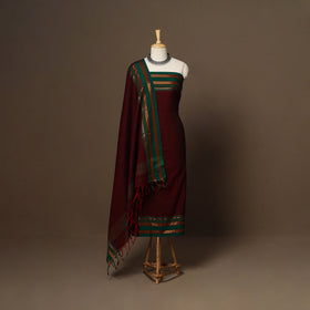 Maroon - 3pc cotton unstitched dharwad dress material