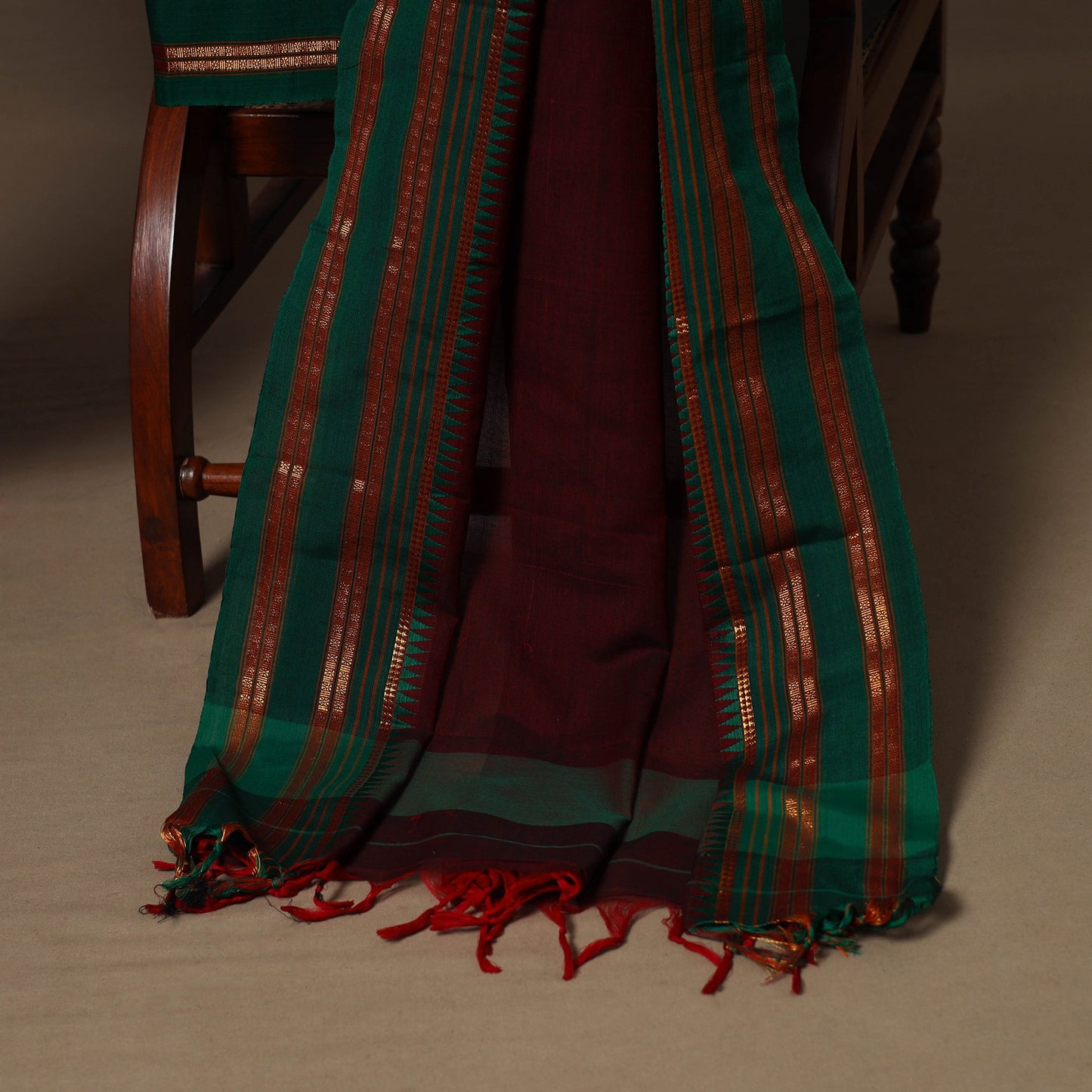 Maroon - 3pc cotton unstitched dharwad dress material