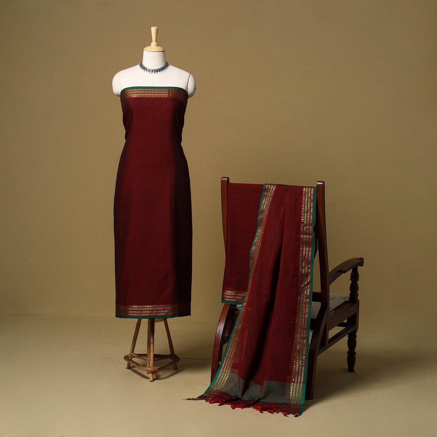 3pc cotton unstitched dharwad dress material with border 19