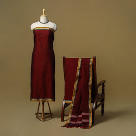 Maroon - 3pc cotton unstitched dharwad dress material