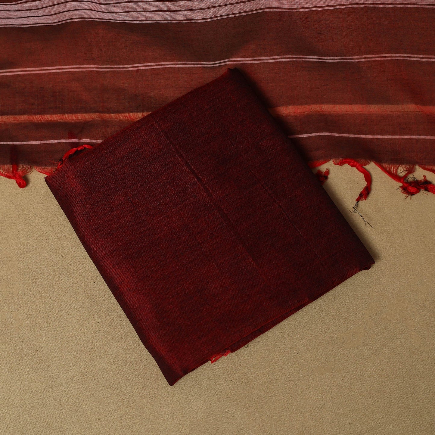 Maroon - 3pc cotton unstitched dharwad dress material