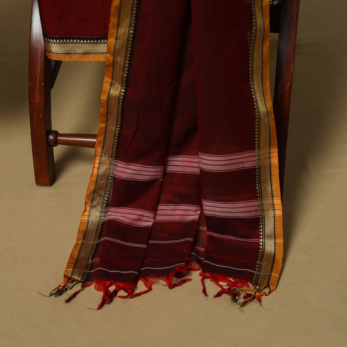 Maroon - 3pc cotton unstitched dharwad dress material