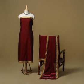 Maroon - 3pc cotton unstitched dharwad dress material