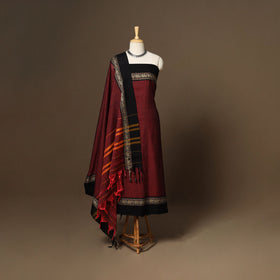 Maroon - 3pc cotton unstitched dharwad dress material