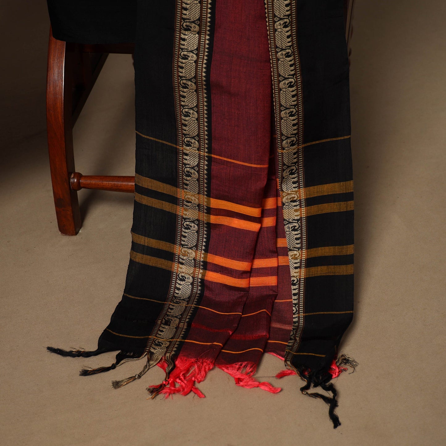 Maroon - 3pc cotton unstitched dharwad dress material